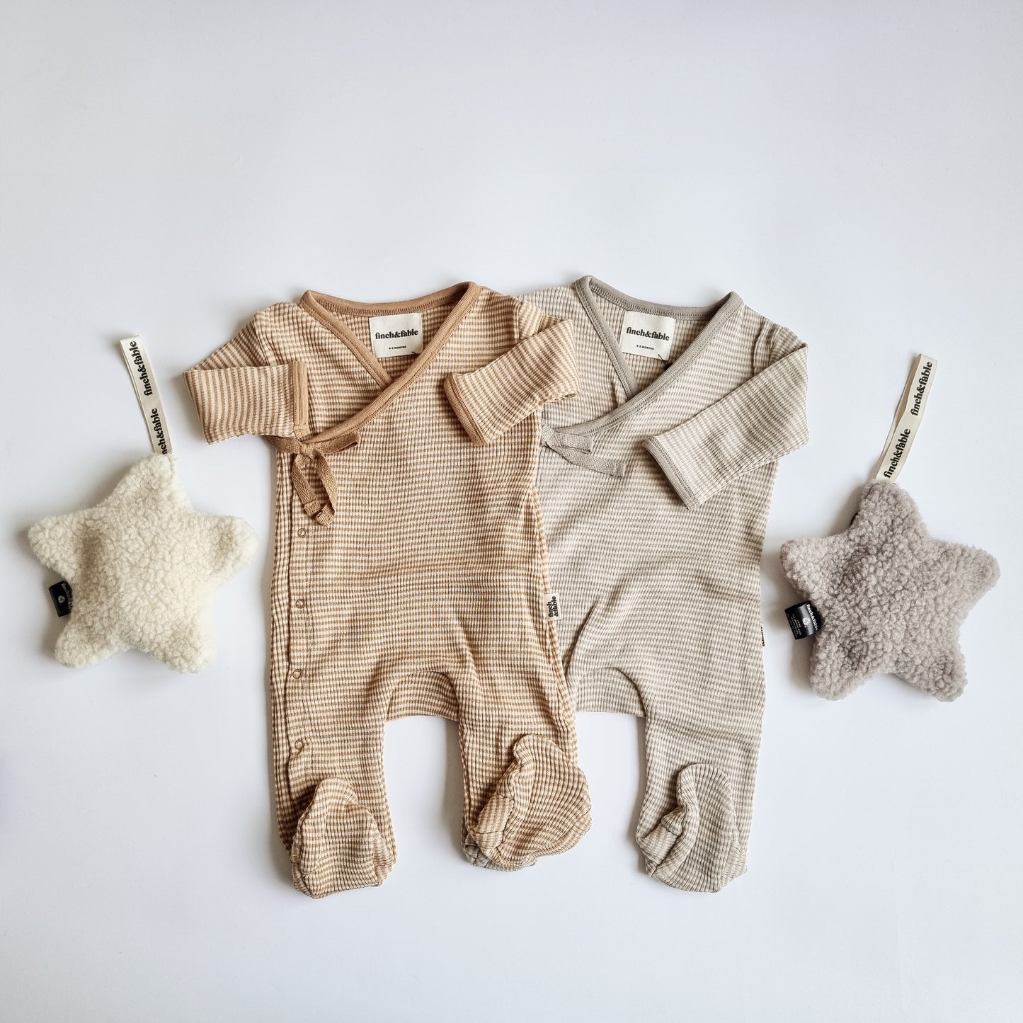 Merino Bamboo Romper | Fawn Stripe