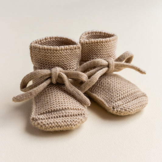 Strickschuhe 'Booties Sand' Merinowool