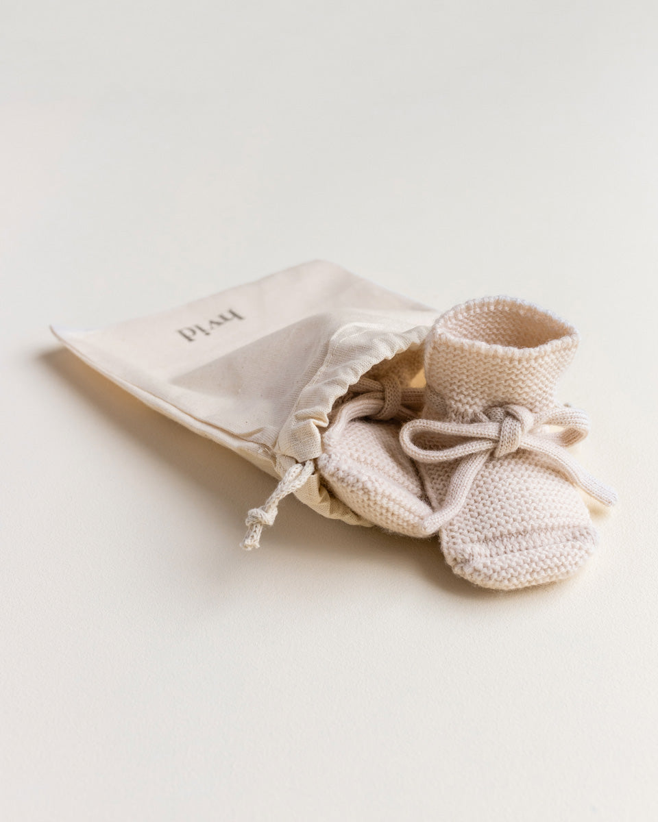 Strickschuhe 'Booties Cream' Merinowool