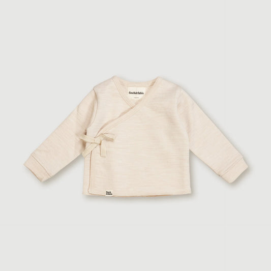 Merinowool Fleece Wickelcardigan | Oat