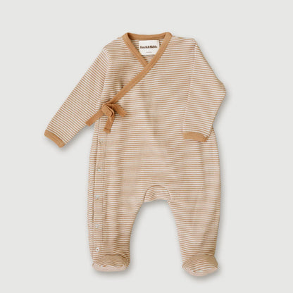 Merino Bamboo Romper | Fawn Stripe