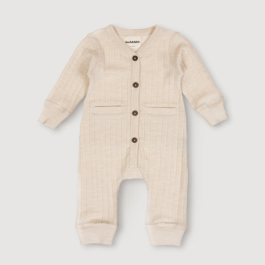 Merinowool Rib Playsuit | Oat